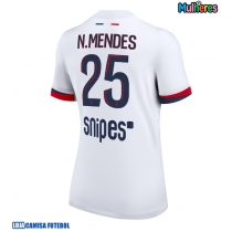 Camisa de Futebol Paris Saint-Germain Nuno Mendes #25 Equipamento Secundário Mulheres 2025-26 Manga Curta